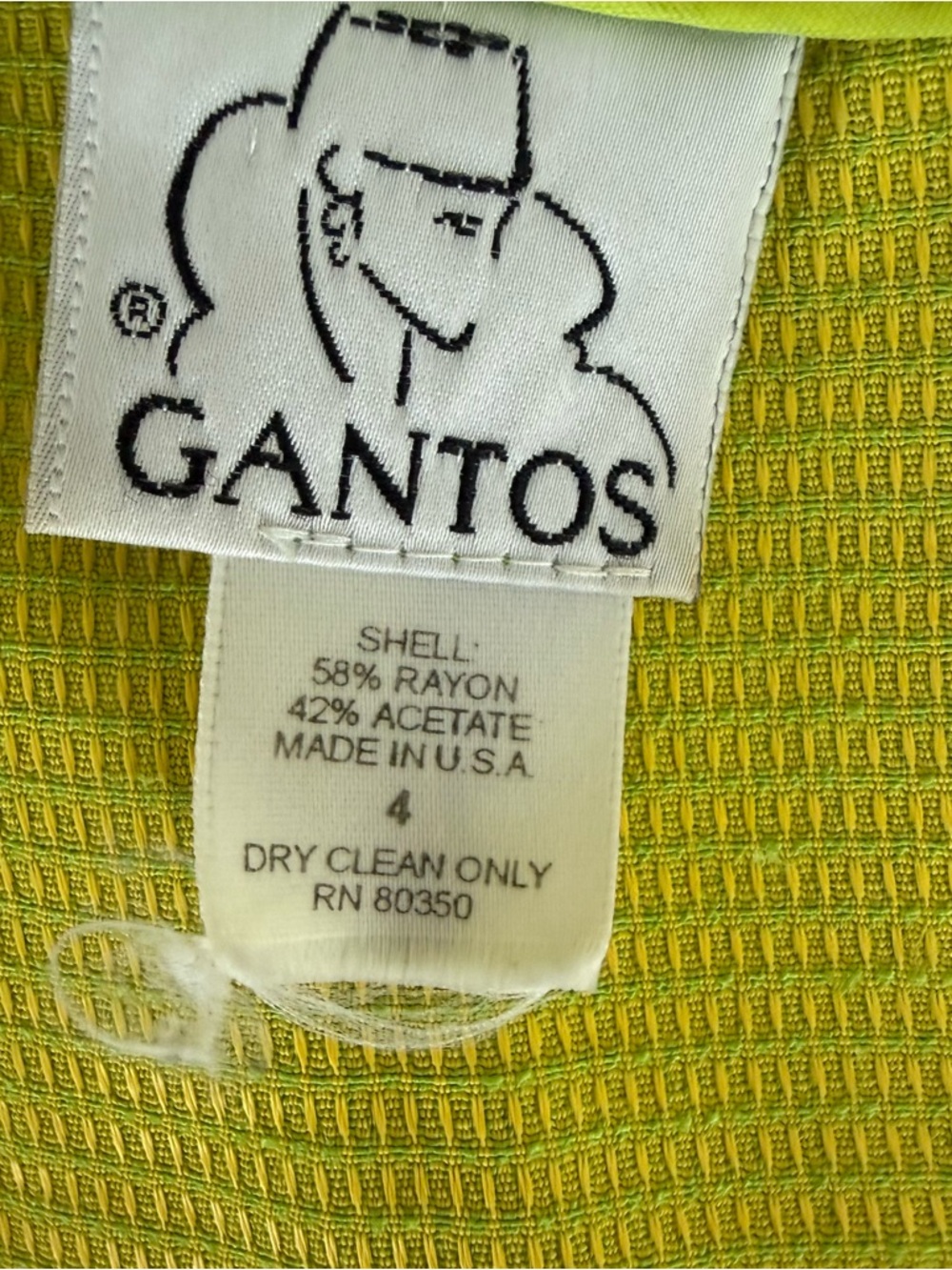 Vintage Gantos Lime Green Button-Front Vest - Picture 3 of 3